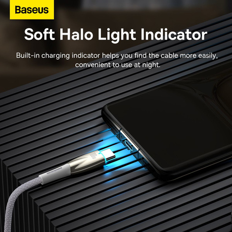 USB cable for USB-C Baseus Glimmer Series, 100W, 1m (White)