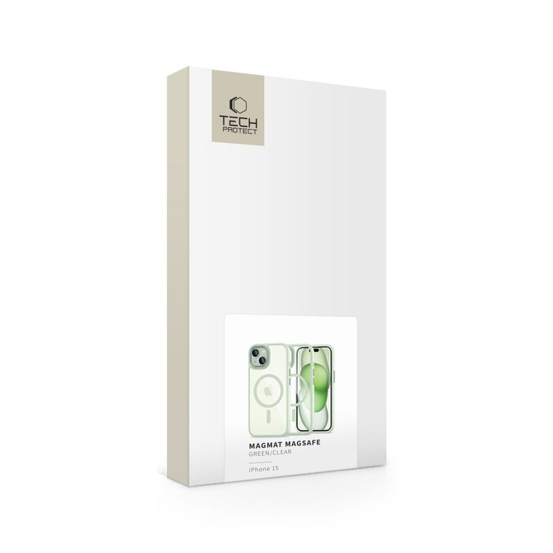 Etui APPLE IPHONE 15 Tech-Protect Magmat MagSafe transparentne zielone