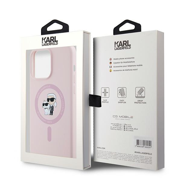 Oryginalne Etui KARL LAGERFELD hardcase Silicone Karl & Choupette MagSafe KLHMP15LSCMKCRHP do Iphone 15 Pro różowy