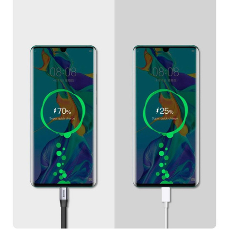 Baseus Simple płaski kabel przewód USB / USB Typ C SuperCharge 5A 40W Quick Charge 3.0 QC 3.0 23cm szary (CATMBJ-BG1)