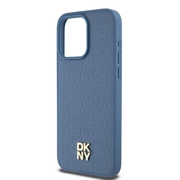 DKNY DKHMP15XPSHRPSB iPhone 15 Pro Max 6.7" niebieski/blue hardcase Leather Monogram Pattern Metal Logo MagSafe