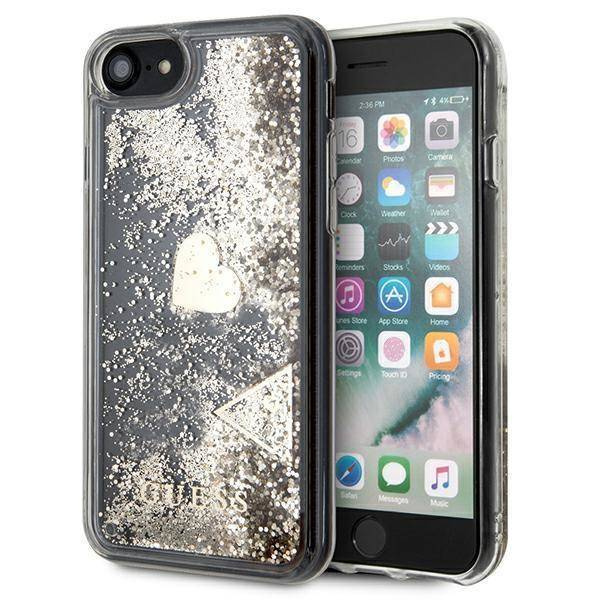 Original Handyhülle IPHONE SE 2022 / SE 2020 / 7 / 8 Guess Hardcase Glitter Charms (GUOHCI8GLHFLGO) gold