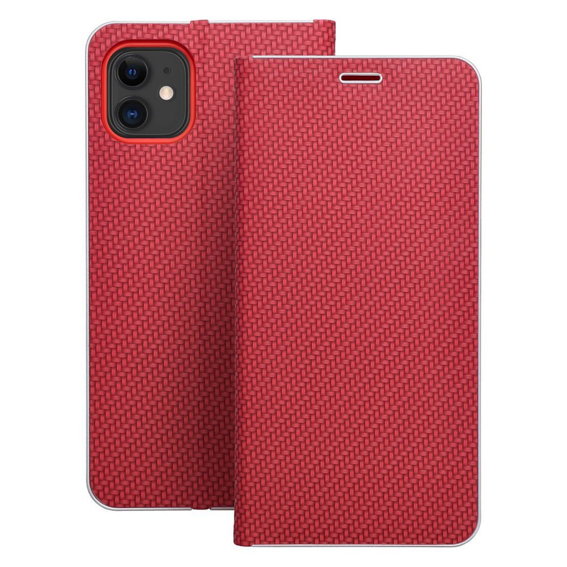 Kabura LUNA Book Carbon do IPHONE 16 czerwony