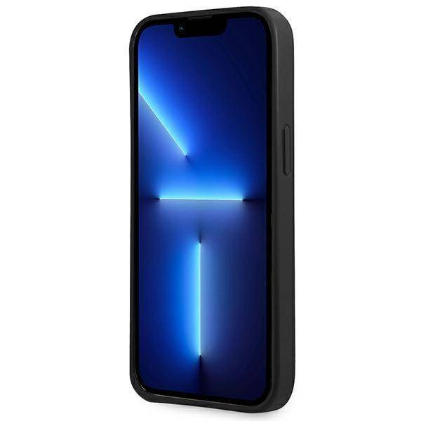 Guess GUHCP13SPSATLK iPhone 13 mini 5,4 &quot;schwarz / schwarzes Hardcase SaffianoTriangle Logo