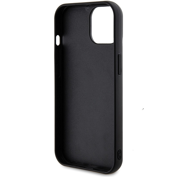 Guess Pailletten Script Metallhülle für iPhone 15 – Schwarz