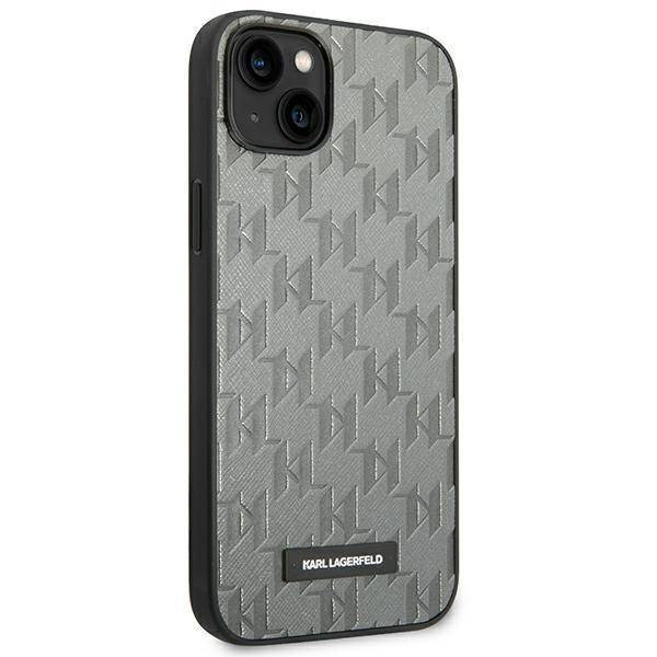 Oryginalne Etui IPHONE 14 PLUS Karl Lagerfeld Hardcase Saffiano Mono Metal Logo (KLHCP14MSAKLHPG) szare