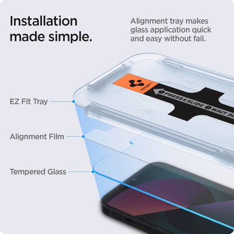 SZKŁO HARTOWANE SPIGEN GLAS.TR ”EZ FIT” 2-PACK IPHONE 13 / 13 PRO