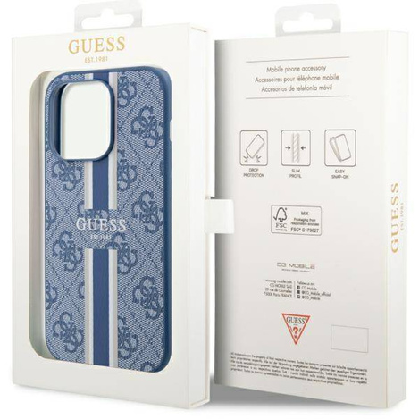Guess GUHMP14LP4RPSB iPhone 14 Pro 6,1" blau/blaues Hardcase 4G bedruckte Streifen MagSafe
