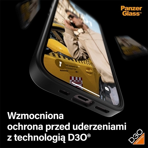 Etui PanzerGlass ClearCase na iPhone 15 z certyfikatem Military Grade - przezroczysto-czarne