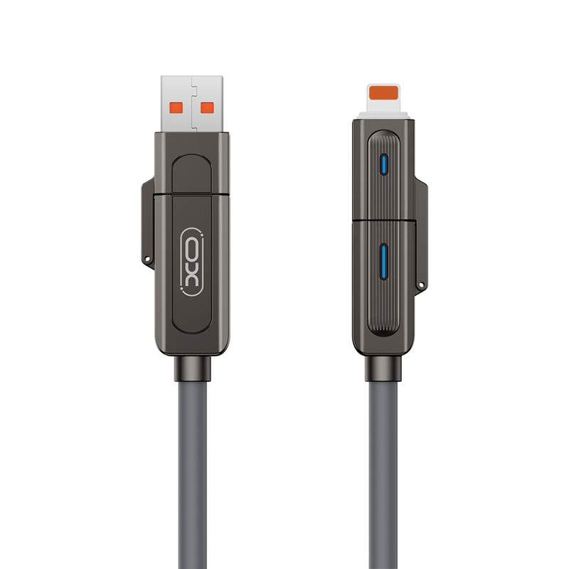 XO kabel NB275 4w1 USB-C - Lightning + USB + USB-C 60W 1,0m szary