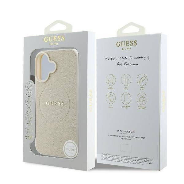 Guess GUHMP16SPGHSMME iPhone 16 6.1" beżowy/beige hardcase Grained Ring MagSafe