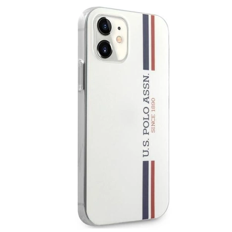 US Polo Assn Shiny Tricolor Stripes - Etui iPhone 12 Mini (biały)