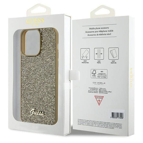 Guess Disco Metal Script Hülle für iPhone 15 Pro Max – Gold
