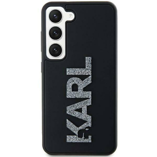 Karl Lagerfeld 3D Rubber Glitter Logo Hülle für Samsung Galaxy S23 Ultra – Schwarz
