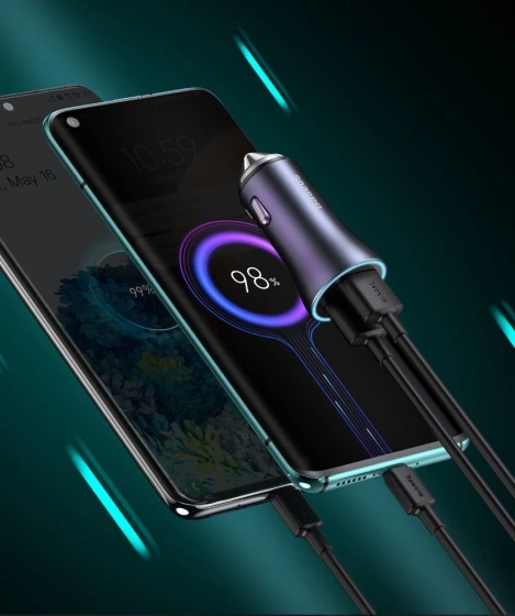 Baseus Golden Contactor Pro Dual Quick Charger Car Charger U+C 40W Dark Gray