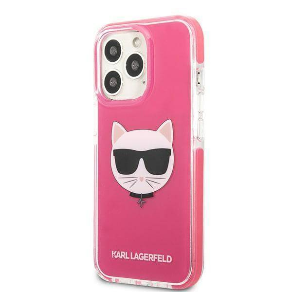 Original Handyhülle IPHONE 13 PRO MAX Karl Lagerfeld Hardcase Choupette Head (KLHCP13XTPECPI) rosa