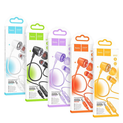 HOCO słuchawki przewodowe Jack 3,5 mm z mikrofonem M107 białe