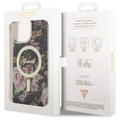 Guess GUHMP14XHCFWSK iPhone 14 Pro Max 6,7&quot; schwarz/schwarz Hardcase Flower MagSafe