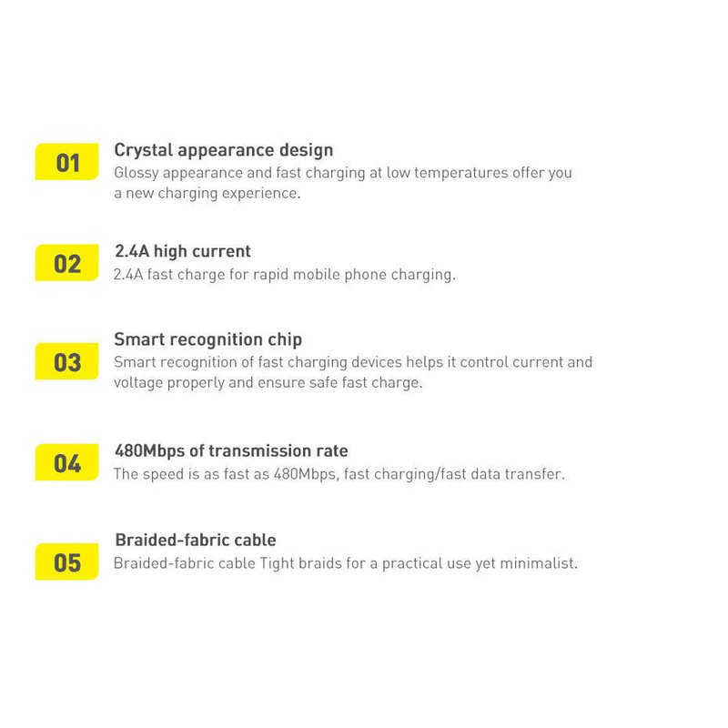 Baseus Crystal Shine Series Fast Charging Data Cable USB to iP 2.4A 2m Black