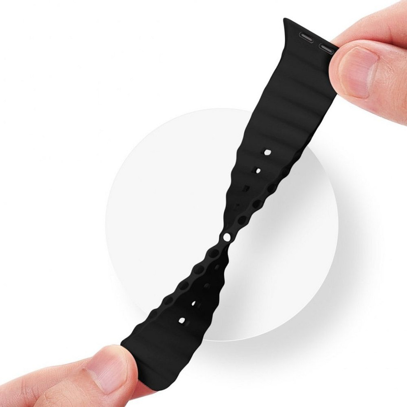 Dux Ducis Strap Watch 8 / 7 / 6 / 5 / 4 / 3 / 2 / SE (45 / 44 / 42mm) Silikonband Armband Schwarz (OceanWave Version)