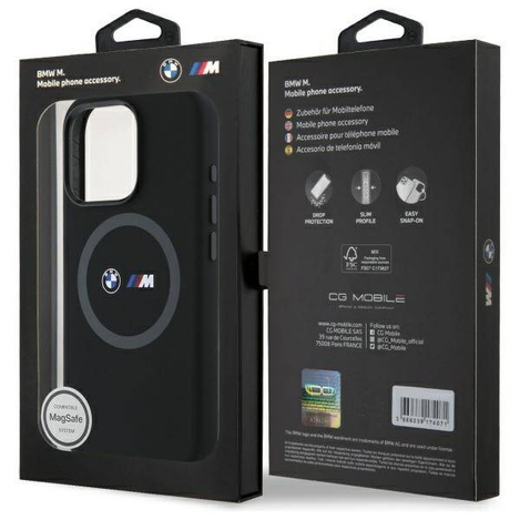 Original Case IPHONE 16 PRO MAX BMW Hardcase M Silicone Printed Ring MagSafe (BMHMP16X23SROK) black