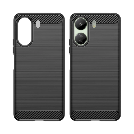 Etui Carbon Case do Xiaomi Redmi 13c elastyczny silikonowy karbonowy pokrowiec - czarny