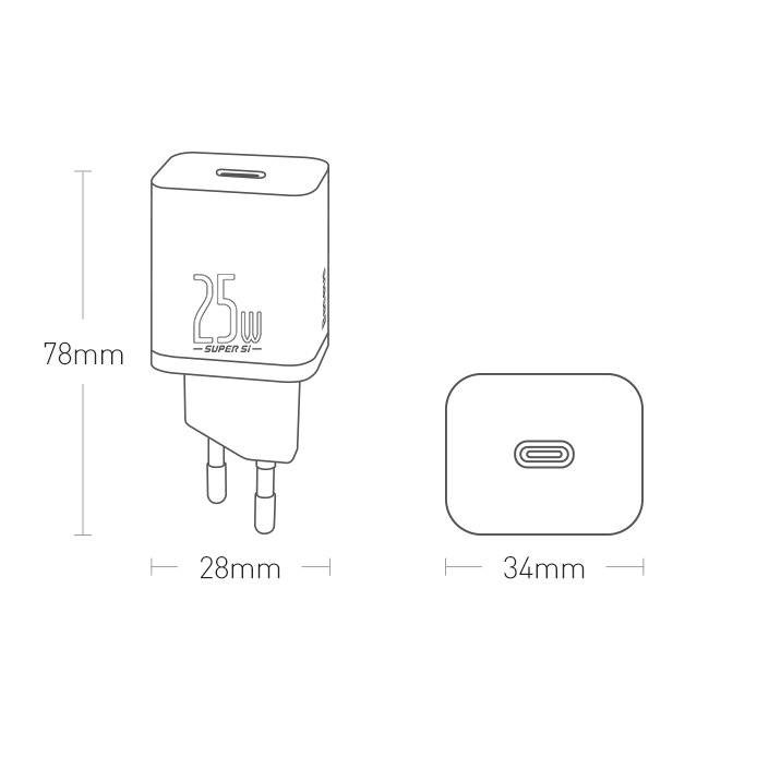 Baseus Super Si  Quick Charger 1C 25W EU White
