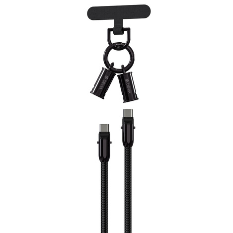 Devia kabel uniwersalna smycz 2w1 PD USB-C - USB-C 1,2 m 60W czarny