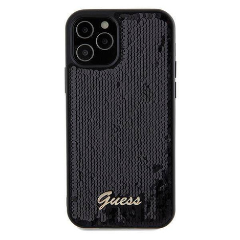 Guess nakładka do iPhone 12 / 12 Pro 6,1&quot; GUHCP12MPSFDGSK HC SEQUIN SCRIPT METAL czarna