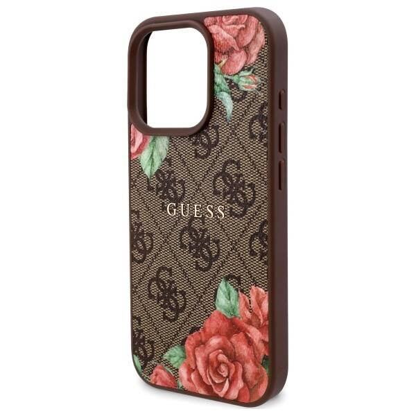 Oryginalne Etui IPHONE 16 PRO MAX Guess Hardcase 4G Flowers Print MagSafe (GUHMP16XP4ROPEMCW) brązowe
