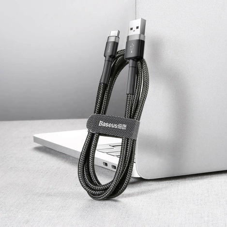 Baseus Cafule Cable - Kabel do ładowania i transmisji danych USB do USB-C 2 A, 2 m (szary/czarny)