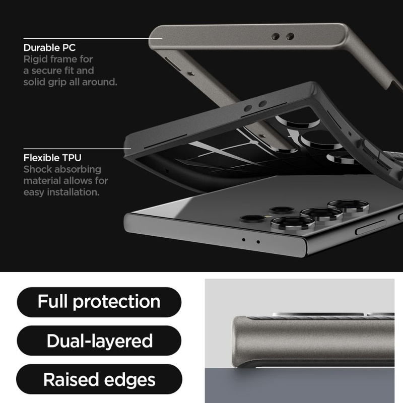 Spigen Neo Hybrid-Hülle für Samsung Galaxy S24 Ultra – Metallic-Grau