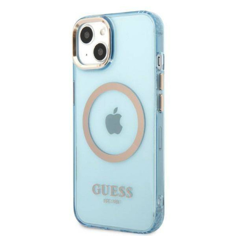 Oryginalne Etui IPHONE 13 Guess Hard Case Gold Outline Translucent MagSafe (GUHMP13MHTCMB) niebieskie