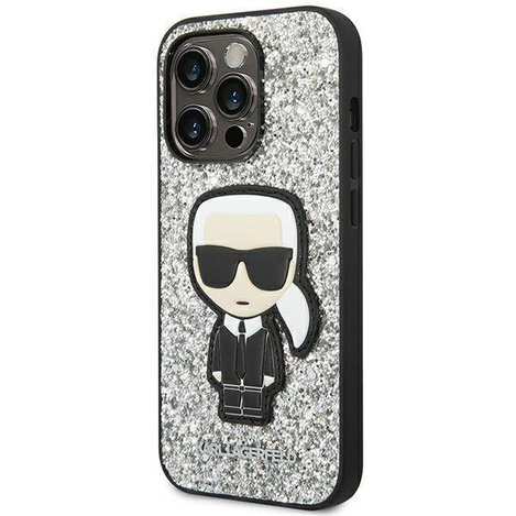 Karl Lagerfeld KLHCP14XGFKPG iPhone 14 Pro Max 6.7&quot; Hardcase silber / silber Glitter Flakes Ikonik