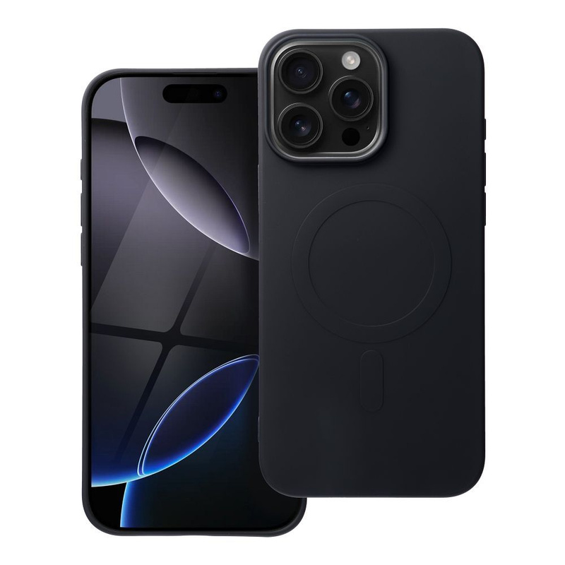 Futerał SILICONE MAG COVER (big hole) kompatybilny z MagSafe do IPHONE 16 Pro Max czarny