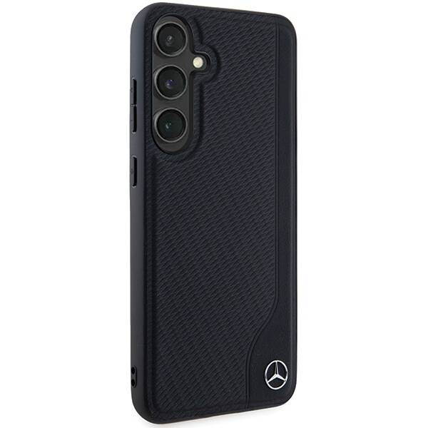 Oryginalne Etui MERCEDES hardcase Leather Debossed Line MagSafe MEHMS24S23RBGVK do Samsung Galaxy S24 Czarny