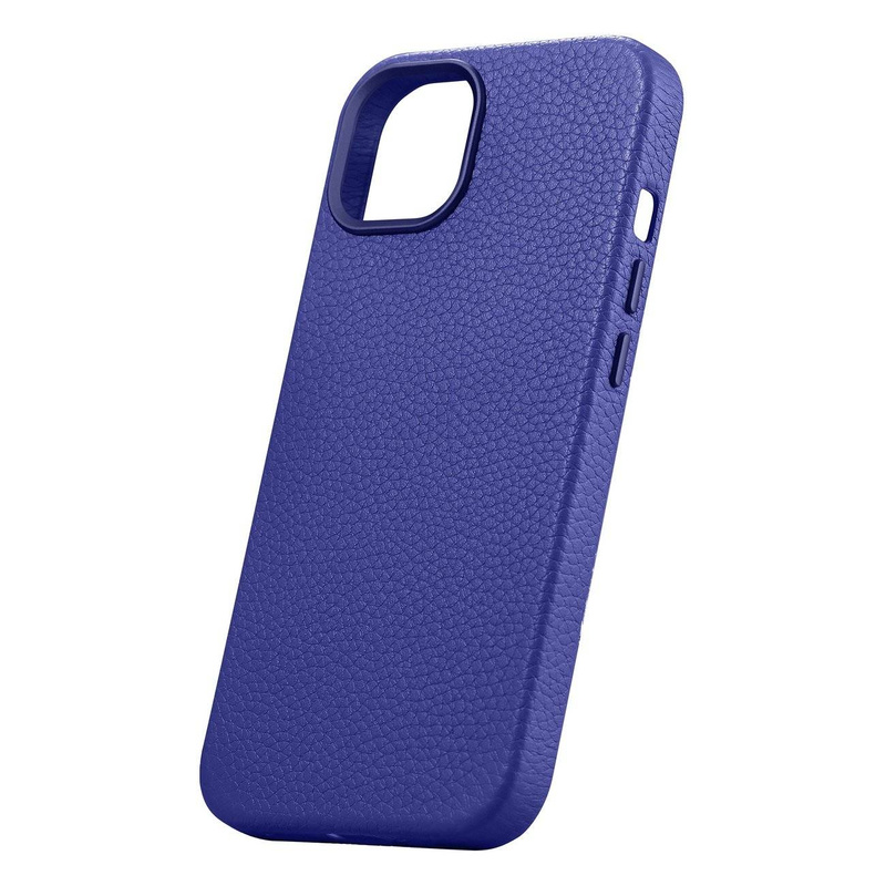 iCarer Litchi Premium Leather Case skórzane etui iPhone 14 Plus magnetyczne z MagSafe ciemnoniebieski (WMI14220711-DB)