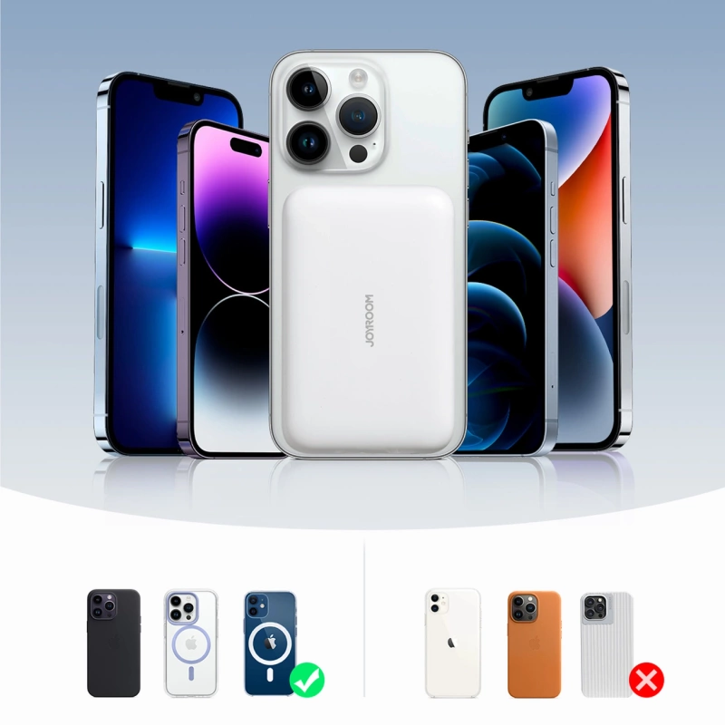 Joyroom Power Bank 10000mAh 20W Power Delivery Quick Charge Magnetic Qi 15W Wireless Charger for iPhone Compatible with MagSafe White (JR-W020 white)