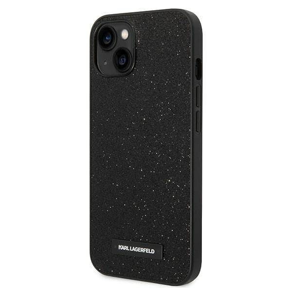 Original Case IPHONE 14 PLUS Karl Lagerfeld Hardcase Glitter Plaque Logo (KLHCP14MG2ELK) black