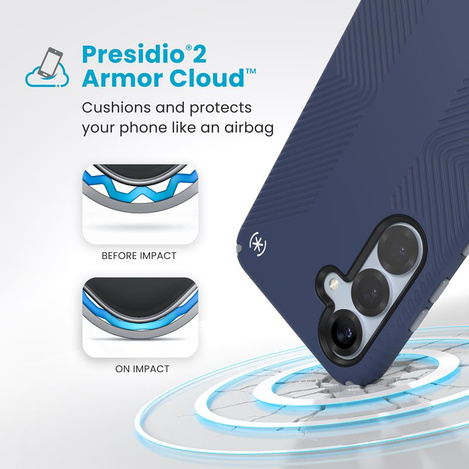 Speck Presidio2 Grip Magnet - Etui Samsung Galaxy S25+ / 24+ MagSafe (Coastal Blue/Dust Grey/White)