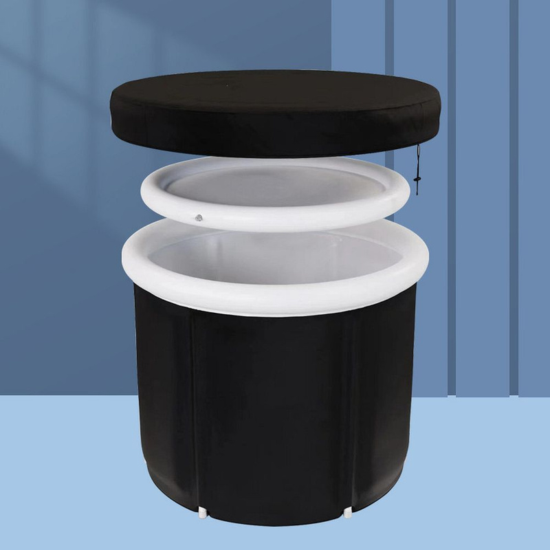 Składana przenośna dmuchana wanna balia do kąpieli 75 x 80 cm czarna