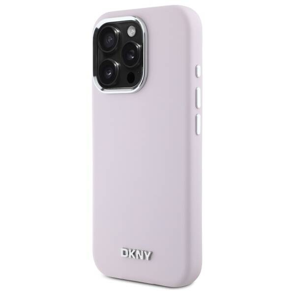 Original Handyhülle IPHONE 16 PRO MAX DKNY Hardcase Liquid Silicone Small Metal Logo MagSafe (DKHMP16XSMCHLP) rosa