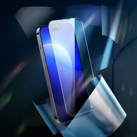Baseus Vollbild-Hartglas für iPhone 14 Pro Max mit Lautsprecherabdeckung 0,4 mm + Montageset