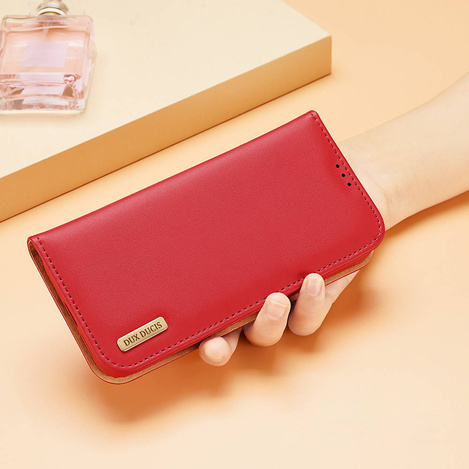Dux Ducis Hivo Genuine Leather Bookcase type case for Samsung Galaxy S22+ (S22 Plus) red
