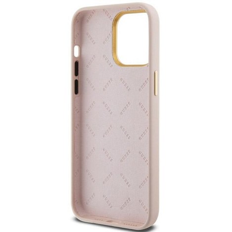 Etui Guess Silicone Script Metal Logo & Frame na iPhone 15 Pro Max - różowe