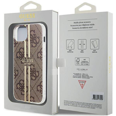 Oryginalne Etui GUESS Hardcase GUHCP15MH4PSEGW do iPhone 15 Plus (4G Gold  Stripe / brązowy)