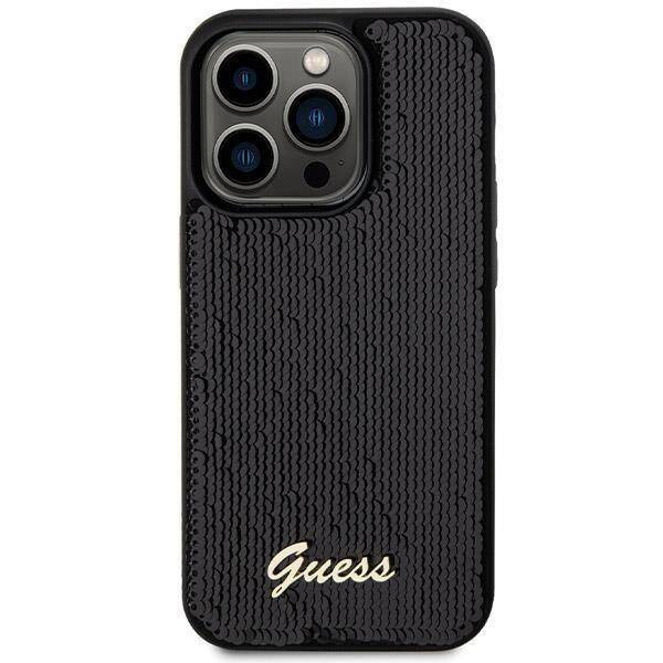 Guess nakładka do iPhone 13 Pro 6,1&quot; GUHCP13LPSFDGSK HC SEQUIN SCRIPT METAL czarna