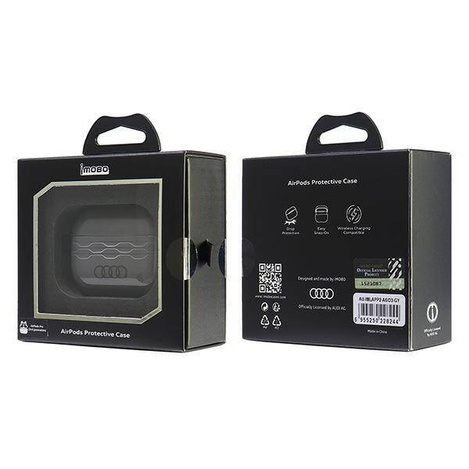 Original Handyhülle APPLE AIRPODS PRO 2 Audi IML Geometric Pattern Cover (AU-IMLAPP2-A6/D3-GY) grau