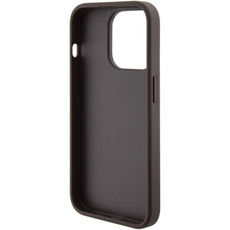 Etui Guess Grip Stand 4G Triangle Strass na iPhone 15 Pro Max - brązowe