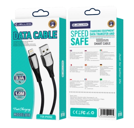 JELLICO Kabel B18 Lightning 3.1A 1M schwarz